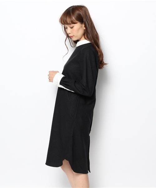 BEAMS BOY（ビームスボーイ）の「BEAMS BOY / 後ろボタン クレリック ワンピース（ワンピース・レディース・チャコールグレー/ブラック・ONE SIZE）」の4枚目の写真