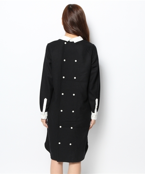BEAMS BOY（ビームスボーイ）の「BEAMS BOY / 後ろボタン クレリック ワンピース（ワンピース・レディース・チャコールグレー/ブラック・ONE SIZE）」の5枚目の写真