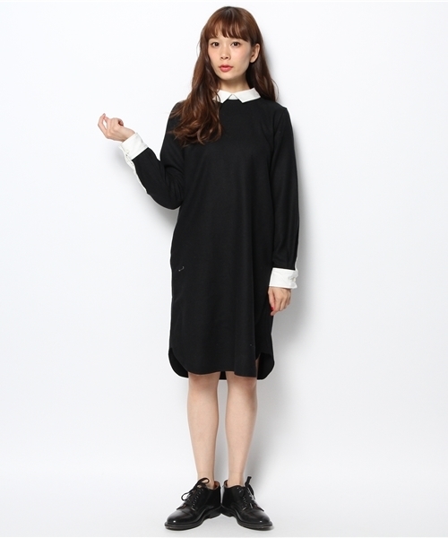 BEAMS BOY（ビームスボーイ）の「BEAMS BOY / 後ろボタン クレリック ワンピース（ワンピース・レディース・チャコールグレー/ブラック・ONE SIZE）」の6枚目の写真