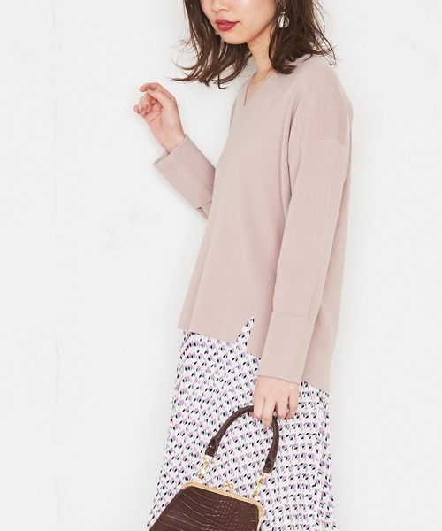 natural couture(ナチュラルクチュール)の「大人のきれいめVニット(ニット/セーター・レディース・アイボリー/ミント/オレンジ/ライトベージュ・FREE)」の9枚目の写真