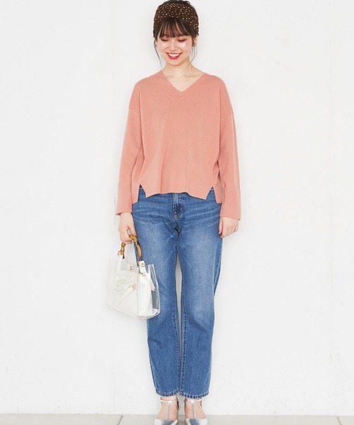 natural couture(ナチュラルクチュール)の「大人のきれいめVニット(ニット/セーター・レディース・アイボリー/ミント/オレンジ/ライトベージュ・FREE)」の12枚目の写真