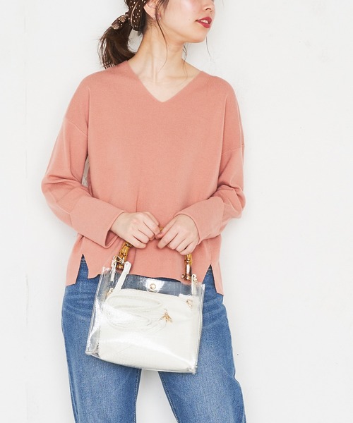 natural couture(ナチュラルクチュール)の「大人のきれいめVニット(ニット/セーター・レディース・アイボリー/ミント/オレンジ/ライトベージュ・FREE)」の6枚目の写真