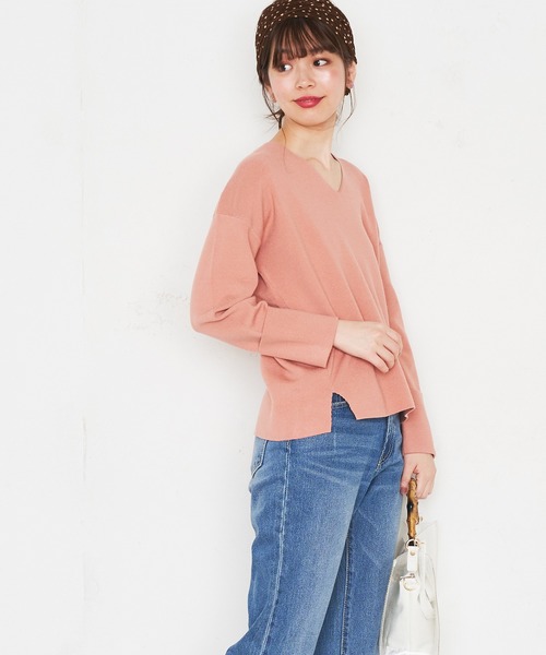 natural couture(ナチュラルクチュール)の「大人のきれいめVニット(ニット/セーター・レディース・アイボリー/ミント/オレンジ/ライトベージュ・FREE)」の15枚目の写真