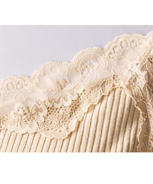 Lingerie by GeeRA(ランジェリーバイジーラ)の「テレコリブパッド入りレースキャミソール(キャミソール・レディース・ブラウン/ブラック/ベージュ・MEDIUM/LARGE/SMALL)」の5枚目の写真