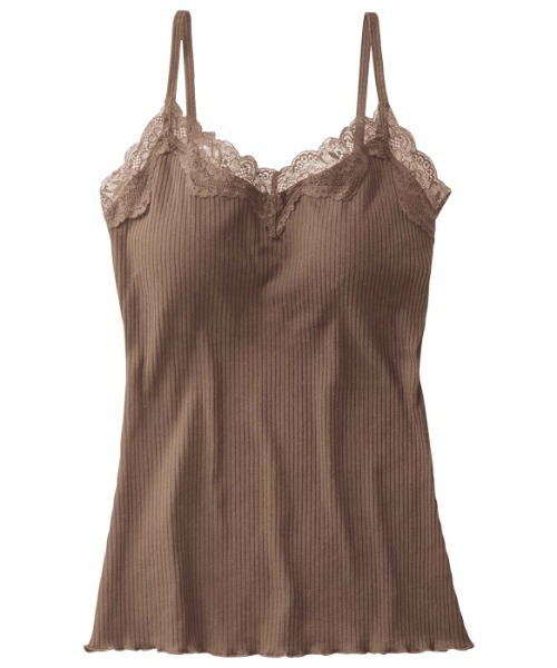 Lingerie by GeeRA(ランジェリーバイジーラ)の「テレコリブパッド入りレースキャミソール(キャミソール・レディース・ブラウン/ブラック/ベージュ・MEDIUM/LARGE/SMALL)」の6枚目の写真