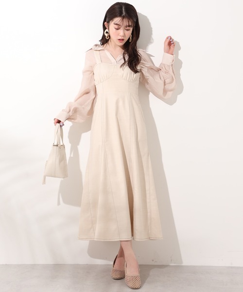 one after another NICE CLAUP（ワンアフターアナザーナイスクラップ）の「ステッチワンピース（ジャンパースカート・レディース・ネイビー/アイボリー/ホワイト系その他・FREE）」の2枚目の写真