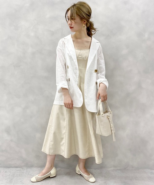 one after another NICE CLAUP（ワンアフターアナザーナイスクラップ）の「ステッチワンピース（ジャンパースカート・レディース・ネイビー/アイボリー/ホワイト系その他・FREE）」の11枚目の写真