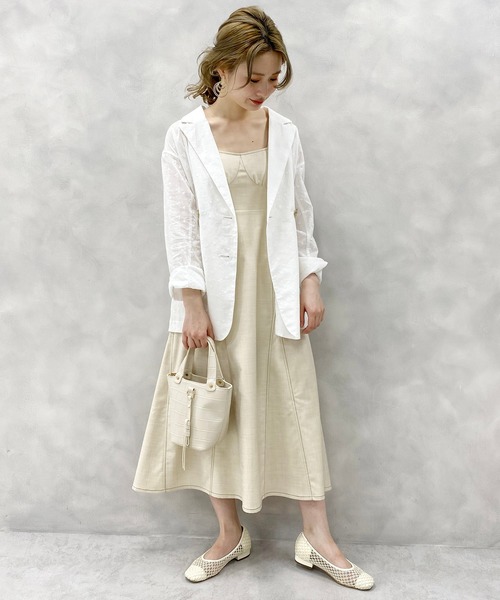 one after another NICE CLAUP（ワンアフターアナザーナイスクラップ）の「ステッチワンピース（ジャンパースカート・レディース・ネイビー/アイボリー/ホワイト系その他・FREE）」の10枚目の写真