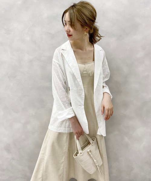 one after another NICE CLAUP（ワンアフターアナザーナイスクラップ）の「ステッチワンピース（ジャンパースカート・レディース・ネイビー/アイボリー/ホワイト系その他・FREE）」の14枚目の写真