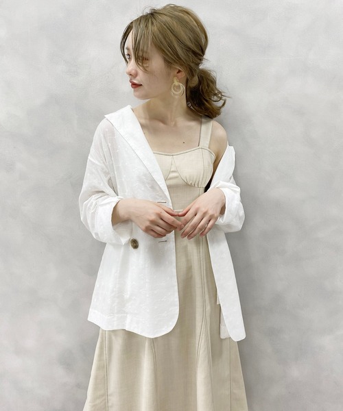 one after another NICE CLAUP（ワンアフターアナザーナイスクラップ）の「ステッチワンピース（ジャンパースカート・レディース・ネイビー/アイボリー/ホワイト系その他・FREE）」の15枚目の写真