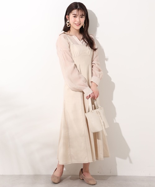 one after another NICE CLAUP（ワンアフターアナザーナイスクラップ）の「ステッチワンピース（ジャンパースカート・レディース・ネイビー/アイボリー/ホワイト系その他・FREE）」の16枚目の写真