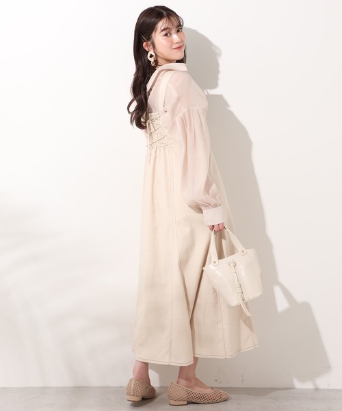 one after another NICE CLAUP（ワンアフターアナザーナイスクラップ）の「ステッチワンピース（ジャンパースカート・レディース・ネイビー/アイボリー/ホワイト系その他・FREE）」の18枚目の写真