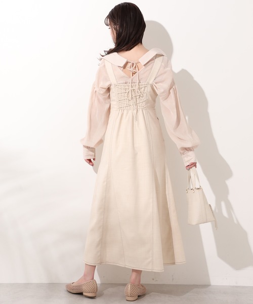 one after another NICE CLAUP（ワンアフターアナザーナイスクラップ）の「ステッチワンピース（ジャンパースカート・レディース・ネイビー/アイボリー/ホワイト系その他・FREE）」の19枚目の写真