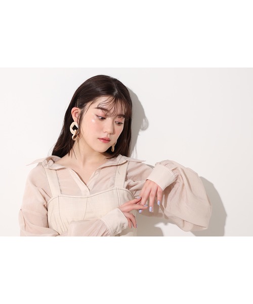 one after another NICE CLAUP（ワンアフターアナザーナイスクラップ）の「ステッチワンピース（ジャンパースカート・レディース・ネイビー/アイボリー/ホワイト系その他・FREE）」の21枚目の写真