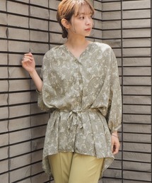 [2021SS新色登場]キーネックウェストベルトチュニック