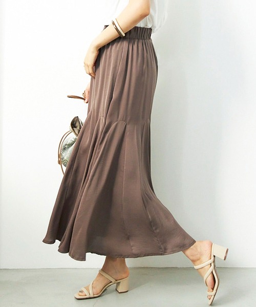 GeeRA(ジーラ)の「【5サイズ展開】オンオフ着られる マーメイドフレアーロングスカート(スカート・レディース・アニマル/ホワイト/モカ/その他/オレンジ/ブラック系その他/グレイッシュベージュ/チャコール/ブラック/ダークブラウン/チェック/グレー系その他/アイボリー/ブラック系その他2・SMALL/X-LARGE/MEDIUM/LARGE/XX-LARGE)」の8枚目の写真