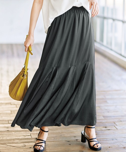 GeeRA(ジーラ)の「【5サイズ展開】オンオフ着られる マーメイドフレアーロングスカート(スカート・レディース・アニマル/ホワイト/モカ/その他/オレンジ/ブラック系その他/グレイッシュベージュ/チャコール/ブラック/ダークブラウン/チェック/グレー系その他/アイボリー/ブラック系その他2・SMALL/X-LARGE/MEDIUM/LARGE/XX-LARGE)」の7枚目の写真