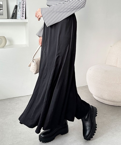 GeeRA(ジーラ)の「【5サイズ展開】オンオフ着られる マーメイドフレアーロングスカート(スカート・レディース・アニマル/ホワイト/モカ/その他/オレンジ/ブラック系その他/グレイッシュベージュ/チャコール/ブラック/ダークブラウン/チェック/グレー系その他/アイボリー/ブラック系その他2・SMALL/X-LARGE/MEDIUM/LARGE/XX-LARGE)」の5枚目の写真