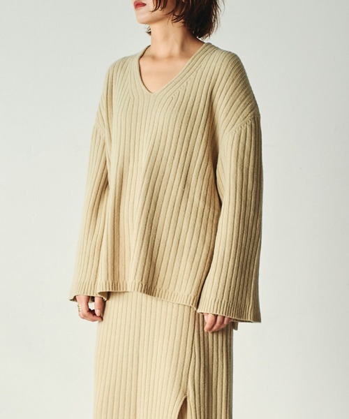 Po ニット セーター Outersunset アウターサンセット のファッション Neck V Rib Rib Neck トップス Lambswool