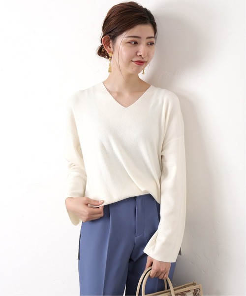 Simplicite（サンプリシテ）の「アンゴラ混Vネックプルオーバー◆（ニット/セーター・レディース・ホワイト/グレー系その他/ベージュ/ブルー・FREE）」の2枚目の写真