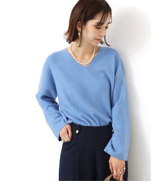 Simplicite（サンプリシテ）の「アンゴラ混Vネックプルオーバー◆（ニット/セーター・レディース・ホワイト/グレー系その他/ベージュ/ブルー・FREE）」の4枚目の写真