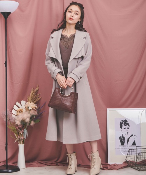 【タグあり♡クリーニング済♡匿名配送】Noela ノエラ トレンチコート ピンク Noela（ノエラ）の「ウールトレンチコート追加生産（トレンチ