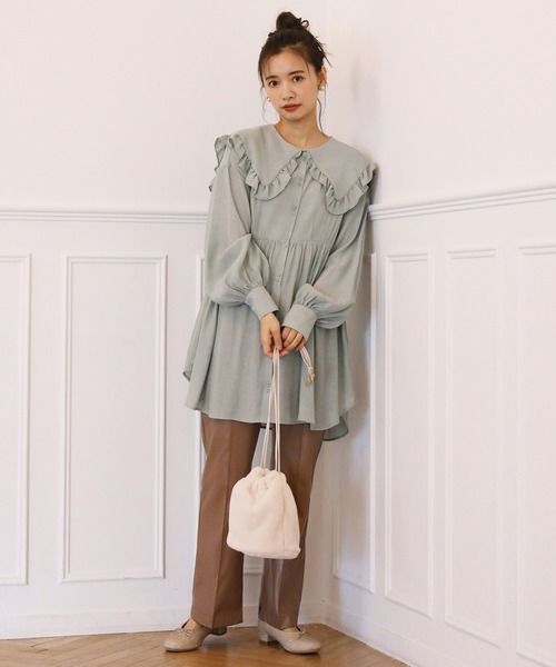 one after another NICE CLAUP（ワンアフターアナザーナイスクラップ）の「襟付きブラウス（シャツ/ブラウス・レディース・ブラック/オフホワイト/ミント・FREE）」の17枚目の写真