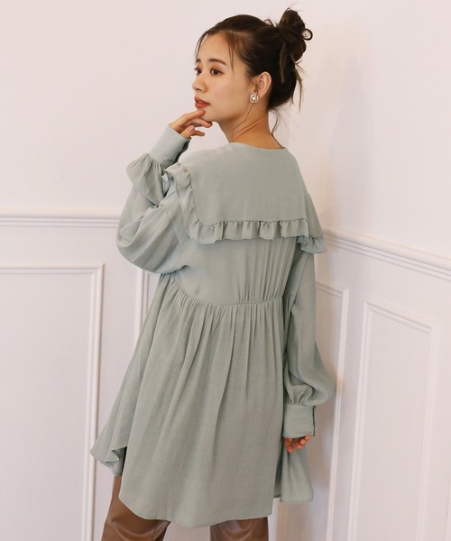 one after another NICE CLAUP（ワンアフターアナザーナイスクラップ）の「襟付きブラウス（シャツ/ブラウス・レディース・ブラック/オフホワイト/ミント・FREE）」の9枚目の写真