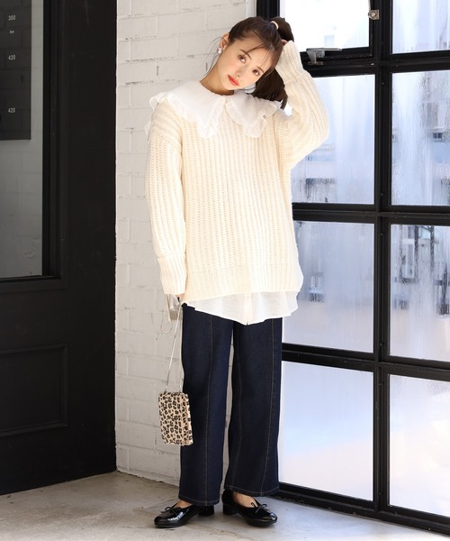 one after another NICE CLAUP（ワンアフターアナザーナイスクラップ）の「襟付きブラウス（シャツ/ブラウス・レディース・ブラック/オフホワイト/ミント・FREE）」の11枚目の写真