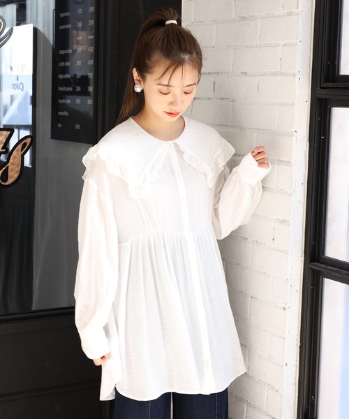 one after another NICE CLAUP（ワンアフターアナザーナイスクラップ）の「襟付きブラウス（シャツ/ブラウス・レディース・ブラック/オフホワイト/ミント・FREE）」の19枚目の写真