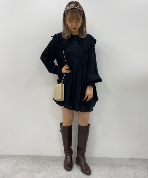 one after another NICE CLAUP（ワンアフターアナザーナイスクラップ）の「襟付きブラウス（シャツ/ブラウス・レディース・ブラック/オフホワイト/ミント・FREE）」の5枚目の写真