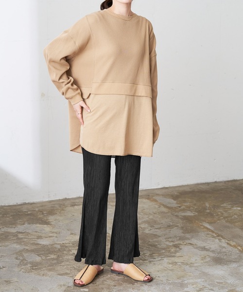 Chaco closet(チャコ クローゼット)の「フレアシルエットスリットプリーツパンツ(その他パンツ・レディース・イエロー/ライトベージュ/ライトグレー/ブラック/ブラウン/オレンジ/ライトグリーン・FREE)」の9枚目の写真