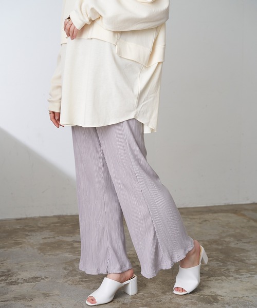 Chaco closet(チャコ クローゼット)の「フレアシルエットスリットプリーツパンツ(その他パンツ・レディース・イエロー/ライトベージュ/ライトグレー/ブラック/ブラウン/オレンジ/ライトグリーン・FREE)」の10枚目の写真