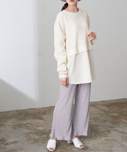 Chaco closet(チャコ クローゼット)の「フレアシルエットスリットプリーツパンツ(その他パンツ・レディース・イエロー/ライトベージュ/ライトグレー/ブラック/ブラウン/オレンジ/ライトグリーン・FREE)」の11枚目の写真