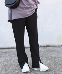 LAVEANGE | [AW新色][洗える]センタースリットハイウエストパンツ[大きいサイズ対応](その他パンツ)