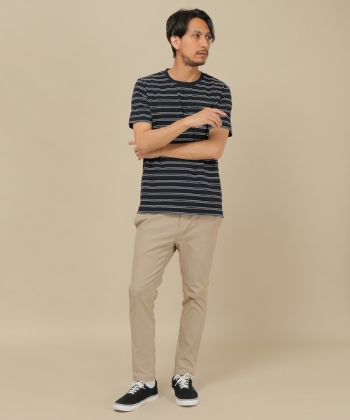 IKKA LOUNGE（イッカラウンジ）の「ミラノリブボーダークールネックT（Tシャツ/カットソー・メンズ・ホワイト/ネイビー/ブラウン・M/S/L/XL）」の5枚目の写真