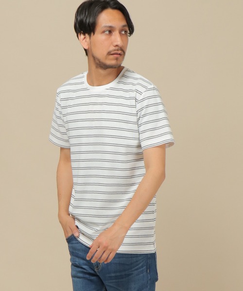 IKKA LOUNGE（イッカラウンジ）の「ミラノリブボーダークールネックT（Tシャツ/カットソー・メンズ・ホワイト/ネイビー/ブラウン・M/S/L/XL）」の15枚目の写真