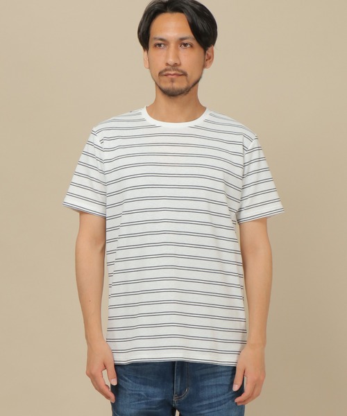 IKKA LOUNGE（イッカラウンジ）の「ミラノリブボーダークールネックT（Tシャツ/カットソー・メンズ・ホワイト/ネイビー/ブラウン・M/S/L/XL）」の12枚目の写真