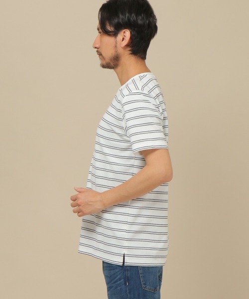 IKKA LOUNGE（イッカラウンジ）の「ミラノリブボーダークールネックT（Tシャツ/カットソー・メンズ・ホワイト/ネイビー/ブラウン・M/S/L/XL）」の14枚目の写真