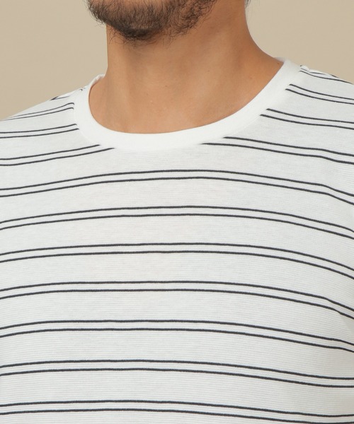 IKKA LOUNGE（イッカラウンジ）の「ミラノリブボーダークールネックT（Tシャツ/カットソー・メンズ・ホワイト/ネイビー/ブラウン・M/S/L/XL）」の9枚目の写真