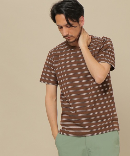 IKKA LOUNGE（イッカラウンジ）の「ミラノリブボーダークールネックT（Tシャツ/カットソー・メンズ・ホワイト/ネイビー/ブラウン・M/S/L/XL）」の16枚目の写真