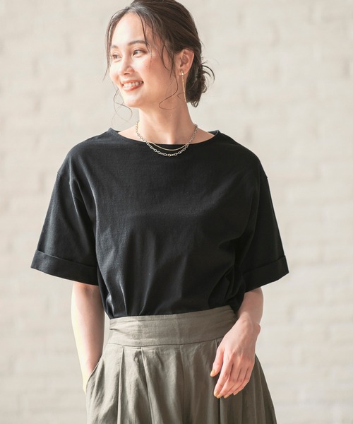 GLOBAL WORK(グローバルワーク)の「USAコットンBIGT半袖/937090(Tシャツ/カットソー・レディース・グリーン系その他/パープル系その他2/サックスブルー/その他/ホワイト系その他2/ホワイト/グレイッシュベージュ/ライトベージュ/ブラック/ホワイト系その他/ブラック系その他/オレンジ/イエロー系その他3/グレー系その他・MEDIUM/LARGE/SMALL)」の5枚目の写真