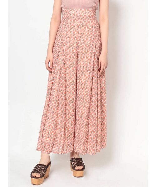 MERCURYDUO(マーキュリーデュオ)の「ジオメトリックハイウエストタックパンツ(その他パンツ・レディース・オレンジ/グリーン・FREE)」の1枚目の写真