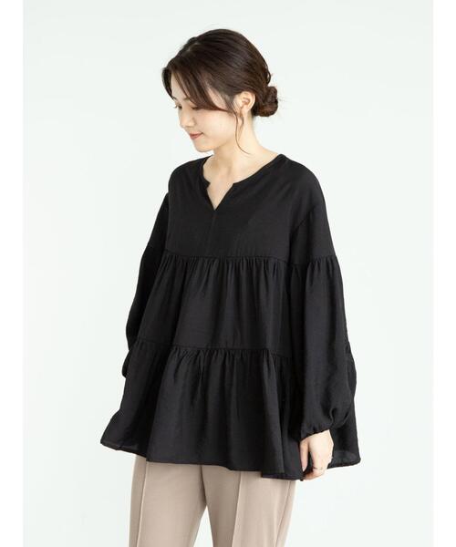 ELENCARE DUE（エレンカーレデュエ）の「・ELENCARE DUE 刺繍ティアードブラウス＊（シャツ/ブラウス・レディース・オフホワイト/ベージュ/ブラック/ラベンダー・FREE）」の6枚目の写真