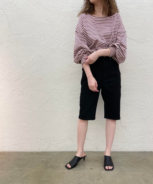 mystic（ミスティック）の「ボーダーボリュームロングTシャツ（Tシャツ/カットソー・レディース・オフホワイト/ピンク/ブルー・FREE）」の8枚目の写真