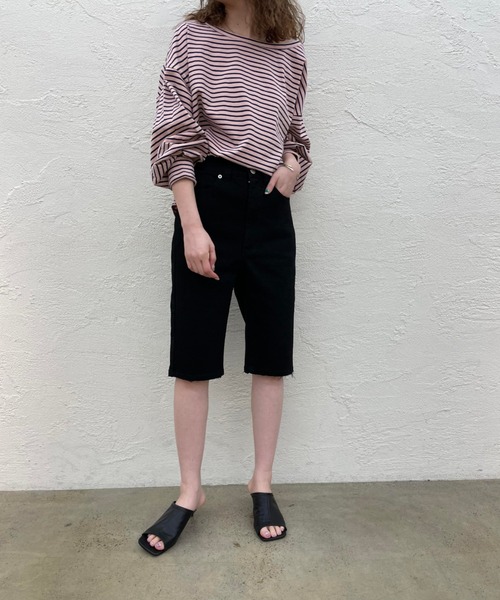 mystic（ミスティック）の「ボーダーボリュームロングTシャツ（Tシャツ/カットソー・レディース・オフホワイト/ピンク/ブルー・FREE）」の10枚目の写真