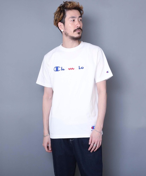 Champion(チャンピオン)の「【Champion/チャンピオン】マルチカラーロゴ入り刺繍Tシャツ コットン100% 自然な風合い 刺繍ロゴ ジョックタグ(Tシャツ/カットソー・メンズ・ネイビー/ホワイト/ブラック/杢グレー・X-LARGE/SMALL/MEDIUM/LARGE)」の9枚目の写真
