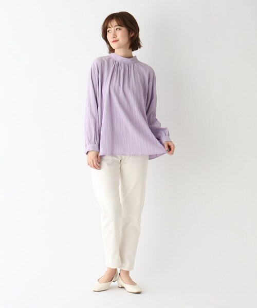 THE SHOP TK （ザ ショップ ティーケー ）の「◆ワッシャー2wayハイネックブラウス（シャツ/ブラウス・レディース・チャコールグレー/パープル/ライトベージュ・12/13）」の9枚目の写真