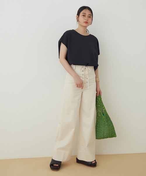 ADAM ET ROPE'(アダムエロペ)の「【アウトレット店舗・WEB限定】TCポンチフレンチスリーブTEE(Tシャツ/カットソー・レディース・ブラック/ホワイト/クリーム/ブラウン/グリーン・FREE)」の20枚目の写真