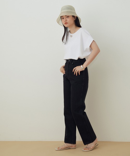 ADAM ET ROPE'(アダムエロペ)の「【アウトレット店舗・WEB限定】TCポンチフレンチスリーブTEE(Tシャツ/カットソー・レディース・ブラック/ホワイト/クリーム/ブラウン/グリーン・FREE)」の10枚目の写真